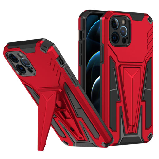 iP15 Pro Max Alien Design Shockproof Kickstand Magnetic Hybrid Case Cover - Red