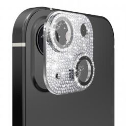 iPhone 15 Plus Diamond Bling Camera Lens Full Tempered Glass - Silver