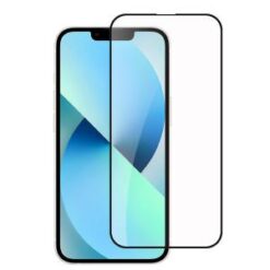 iPhone 15 Bulk White Paper Card Package Black edged Tempered Glass (Black)