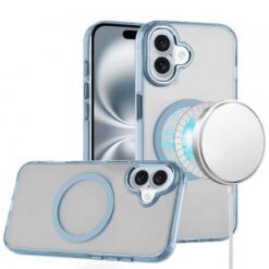 iPhone 16 6.1 inch Magnetic Circle Ring Transparent Premium Acrylic with Metal Buttons & Camera