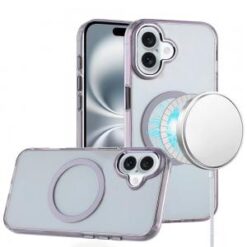 iPhone 16 6.1 inch Magnetic Circle Ring Transparent Premium Acrylic with Metal Buttons & Camera