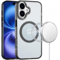 iPhone 17 Magnetic Circle Ring Transparent Premium Acrylic with Metal Buttons & Camera Raised Li (Multi-Color)