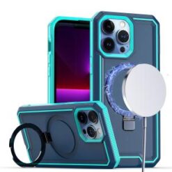 iPhone 15 Plus Aligned [Magnetic Circle] Kickstand Tough Strong ShockProof Hybrid - Blue