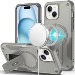 iPhone 15 Plus/iPhone 14 Plus Sturdy Bracket Kickstand Magnetic Hybrid - Grey
