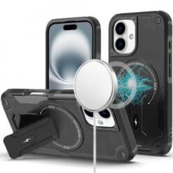 iPhone 16 6.1 inch Sturdy Bracket Kickstand Magnetic Hybrid - Black