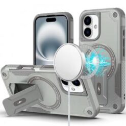 iPhone 16 6.1 inch Sturdy Bracket Kickstand Magnetic Hybrid - Grey