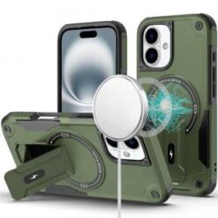 iPhone 16 6.1 inch Sturdy Bracket Kickstand Magnetic Hybrid - Midnight Green