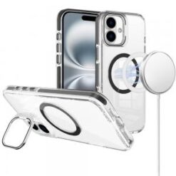 iPhone 16 6.1 inch Camera Metallic Stand [Magnetic Circle] Transparent Colorful Matching Edged T