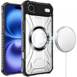 iPhone 17 Air [Magnetic Circle] CD Pattern Transparent Rugged Hybrid - Black