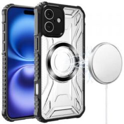 iPhone 17 [Magnetic Circle] CD Pattern Transparent Rugged Hybrid - Black