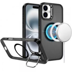 iPhone 16 6.1 inch Fearless Tough HQ Metallic Hybrid with Camera Ring Stand [Magnetic Circle] Ca