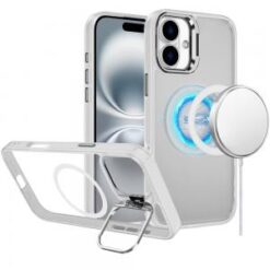 iPhone 16 6.1 inch Fearless Tough HQ Metallic Hybrid with Camera Ring Stand [Magnetic Circle] Ca