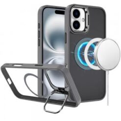 iPhone 16 6.1 inch Fearless Tough HQ Metallic Hybrid with Camera Ring Stand [Magnetic Circle] Ca