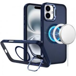 iPhone 16 6.1 inch Fearless Tough HQ Metallic Hybrid with Camera Ring Stand [Magnetic Circle] Ca