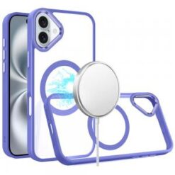 iPhone 16 6.1 inch Greatest Clear Acrylic Thick Metal Button Hybrid - Light Purple
