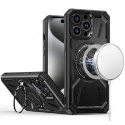 iPhone 15 Pro Loop Hybrid with [Magnetic Ring Circle] 360 degrees Rotational Kickstand Case Cove