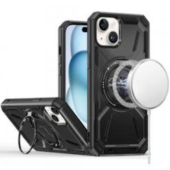 iPhone 15 Plus Loop Hybrid with [Magnetic Ring Circle] 360 degrees Rotational Kickstand Case Cov