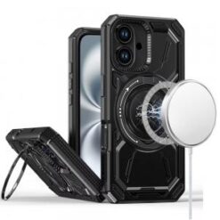 iPhone 16 6.1 inch Loop Hybrid with [Magnetic Ring Circle] 360 degrees Rotational Kickstand Case