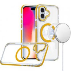 iPhone 16 6.1 inch Matching Color Frame Strong Magnetic Ring Circle Transparent HQ Thick Hybrid