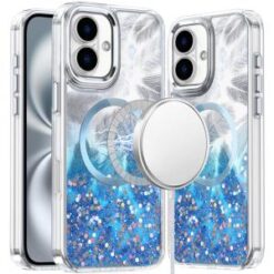 iPhone 16 6.1 inch Epoxy Glitter Shimmer [Magnetic Circle] Hybrid Case - Dark Blue