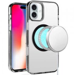 iPhone 16 6.1 inch PURE Transparent [Magnetic Circle] High Quality Ultra Thick Hybrid - Black