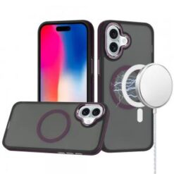 iPhone 16 6.1 inch Royal Magnetic Ring Skin-Touch HQ Metal Buttons/Camera Lip Hybrid - Purple
