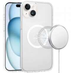iPhone 15 Plus [Magnetic Circle] Smooth Safe Matte Feel Hybrid Case - Clear