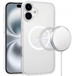 iPhone 16 6.1 inch [Magnetic Circle] Smooth Safe Matte Feel Hybrid Case - Clear