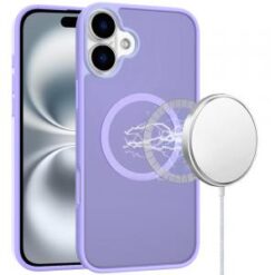 iPhone 16 6.1 inch [Magnetic Circle] Smooth Safe Matte Feel Hybrid Case - Light Purple