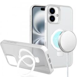 iPhone 16 6.1 inch Skin Touch Feel HQ [Magnetic Circle] Kickstand Hybrid - Matte Clear