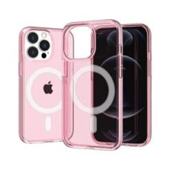iPhone 15 Pro Sturdy Ultra [Magnetic Circle] Thick 3mm Transparent Hybrid - Pink