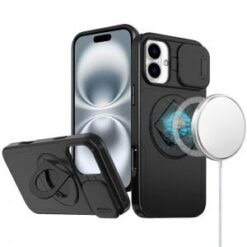 iPhone 16 6.1 inch Trendy Full Coverage with Camera Window [Magnetic Circle] with Rotational Rin