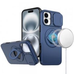 iPhone 16 6.1 inch Trendy Full Coverage with Camera Window [Magnetic Circle] with Rotational Rin