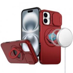 iPhone 16 6.1 inch Trendy Full Coverage with Camera Window [Magnetic Circle] with Rotational Rin