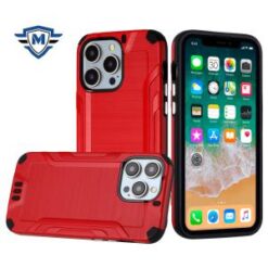 iPhone 15 Pro Max METKASE Strong Tough Metallic Design Hybrid in Premium Slide-Out Package - Red