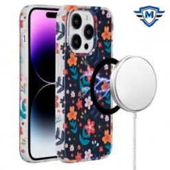 iPhone 15 Plus METKASE Double Protection IMD Design Pattern [Magnetic Circle] Premium Case - Nig
