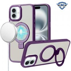 iPhone 16 6.1 inch METKASE Metal Chrome Kickstand [Magnetic Circle] Shockproof Matching Camera H
