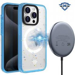 iPhone 15 Plus METKASE Iridescent Spots [Magnetic Circle] Hybrid - Dark Blue+iridescent Spots