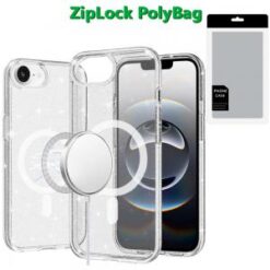 [PolyBag]  iPhone 16E / SE4 Glitter Ultra [Magnetic Circle] Thick 3mm Transparent Hybrid - Clear