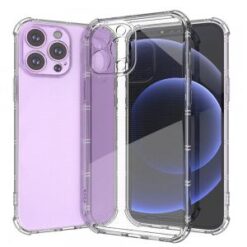 iP15 Pro Max Shatterproof Transparent Cross Stripes Design Thick TPU Case Cover - Clear