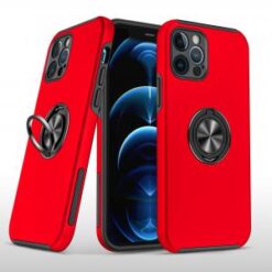 iPhone 15 Pro CHIEF Oil Painted Magnetic Ring Stand Hybrid Case Cover - Red