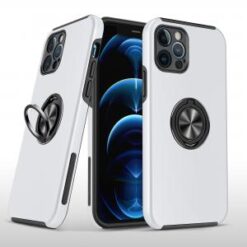 iPhone 15 Pro CHIEF Oil Painted Magnetic Ring Stand Hybrid Case Cover - Silver