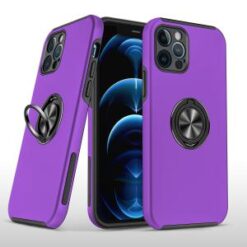 iPhone 15 Plus CHIEF Oil Painted Magnetic Ring Stand Hybrid Case Cover - Dark Purple