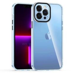 iPhone 15 Plus Transparent Clear Hybrid with Matching Metal Buttons and Camera Protection - Blac