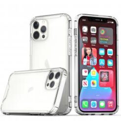 iPhone 15 Plus Colored Shockproof Transparent Hard PC TPU Hybrid Case Cover - Clear/Clear