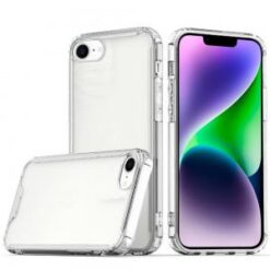 iPhone 16E / SE4 Colored Shockproof Transparent Hard PC TPU Hybrid - Clear/Clear