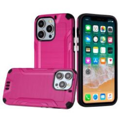 iPhone 15 Pro Max Strong Tough Metallic Design Hybrid - Hot Pink