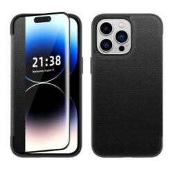 iPhone 15 Plus PU Leather Window Flap Case with Cover - Black