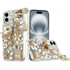 iPhone 16 6.1 inch Full Diamond with Ornaments Hard TPU Case Cover - Ultimate Multi Ornament