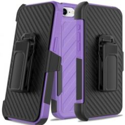 iPhone 16E / SE4 Noble lined shockproof dual layer hybrid with Holster - Dark Purple/Black